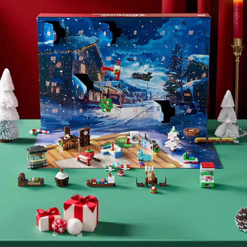 الإبداعية الخبراء MOC عيد الميلاد سلسلة صندوق أعمى اللبنات DIY نموذج عيد الميلاد مفاجأة هدية للطفل هدية عيد الميلاد