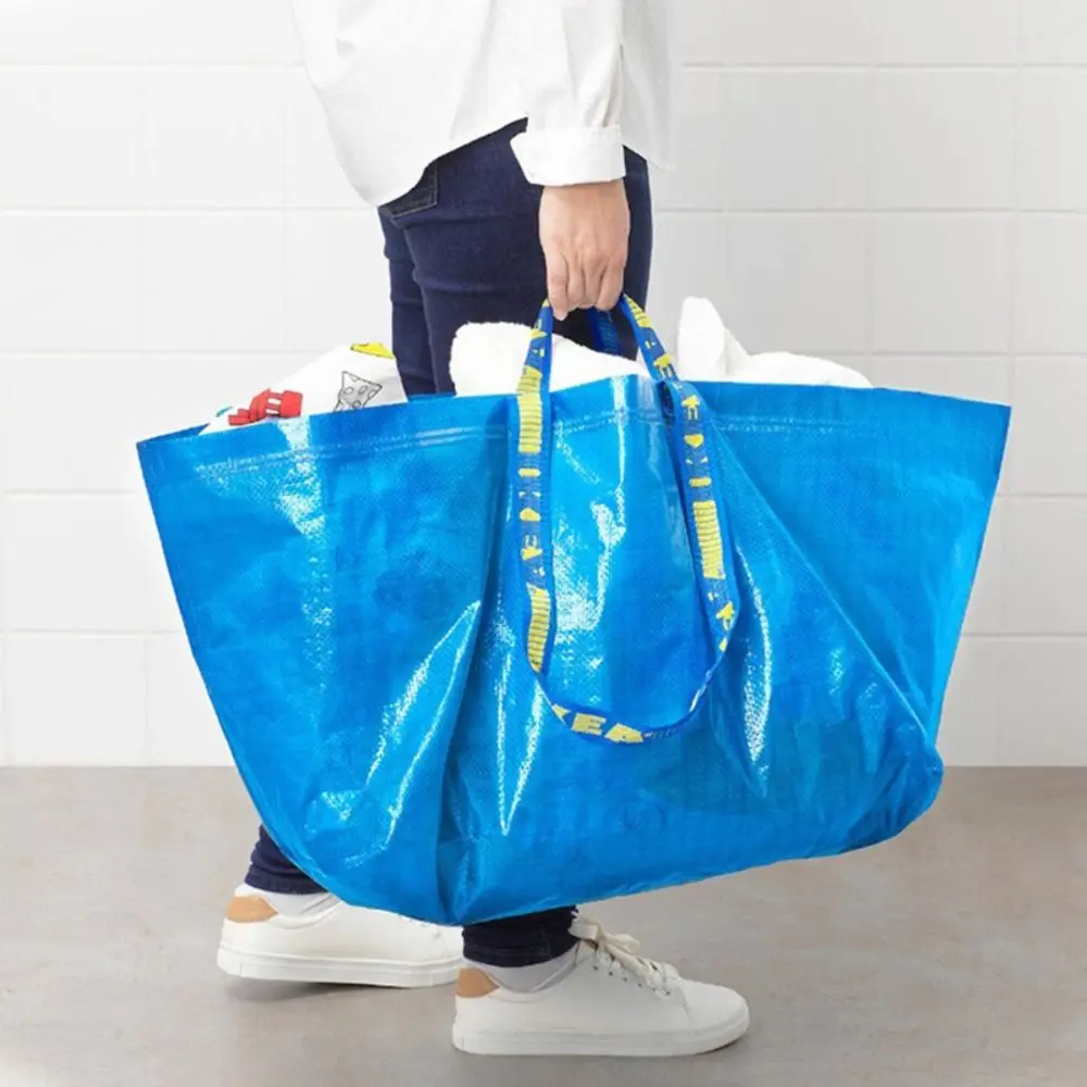 Durable PP Shopping Bag Boat-shaped Blue Luggage Bag Waterproof Zipper Storage Bag