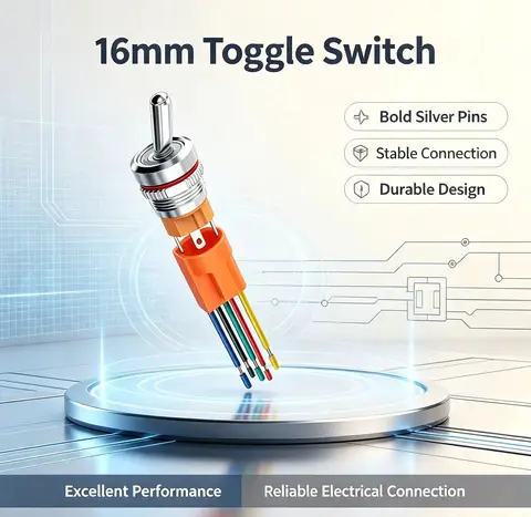 LANBOO 15A 250V High Current 16MM 2 3 Positions 3 way Metal Toggle Switch 1NO1NC With LED Light