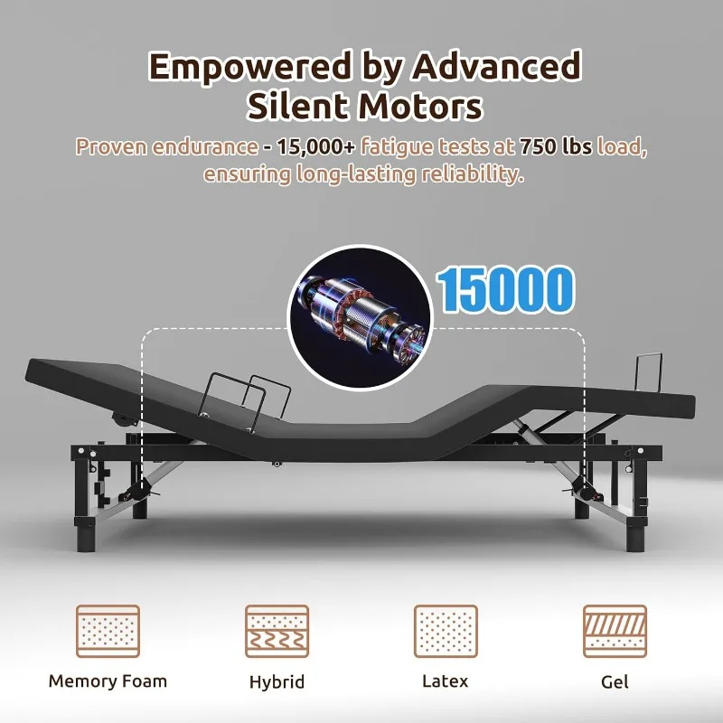Adjustable Bed Frame Base King Size, Wireless Remote Control, Zero Gravity, Under Bed Lighting, USB Charging, Silent Motor