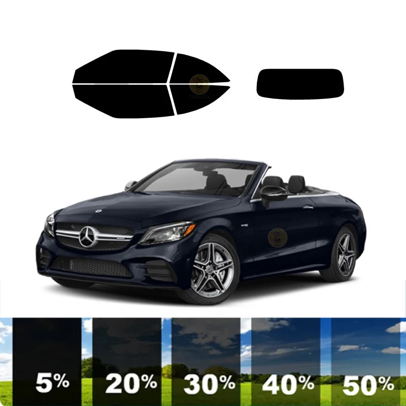 

precut Removable Window Tint Film 100% UVR 5%-70%VLT Heat Insulation Carbon ﻿For MERCEDES-BENZ C-CLASS 2DR CONVERTIBLE 2017-2023