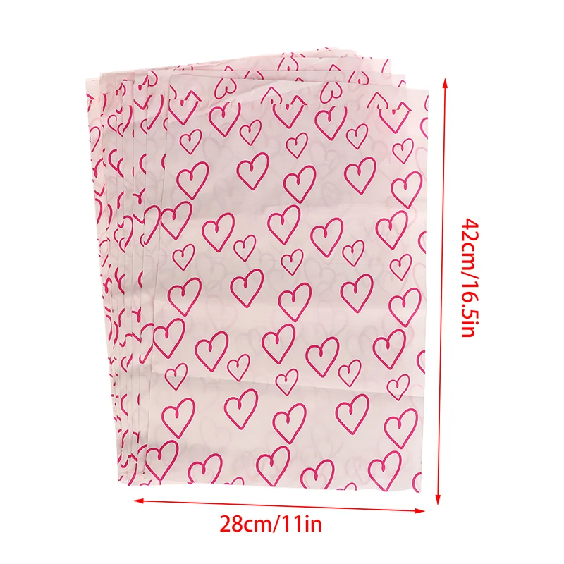 Arco nó e coração Design sacos de embalagem, impermeável Logística Vestuário Postal Pouch, Custom Plastic Shipping Mailing Bag, 10pcs