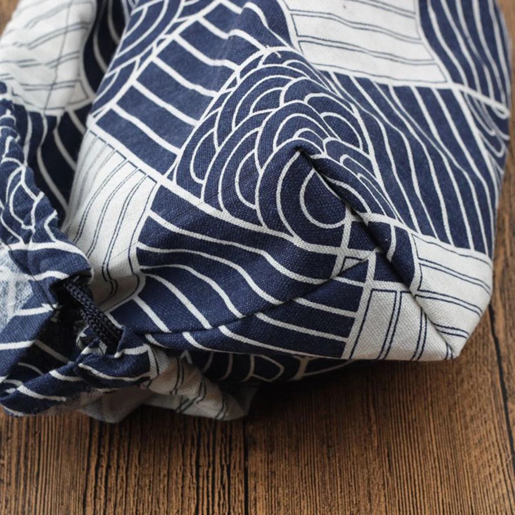 Simple Style Lunch Box Pouch Drawstring Cloth Cotton Linen Lunch Bag Snack Tote Organizer