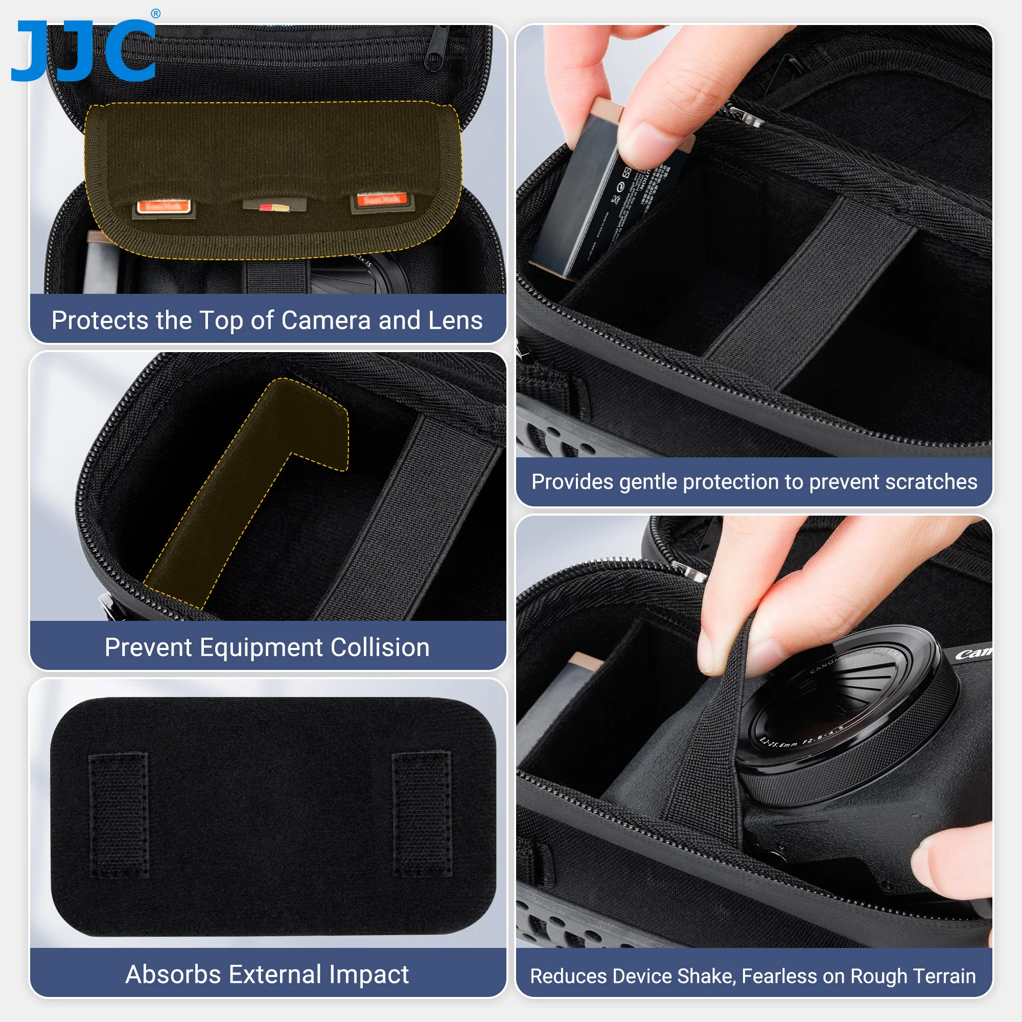JJC 하드 여행 카메라 케이스 (캐논 파워샷 V1 V10 G7 X Mark III II G5 X 후지 X 하프 소니 V-1F ZV-1 II 올림푸스 TG-7 TG-6 TG5 용)