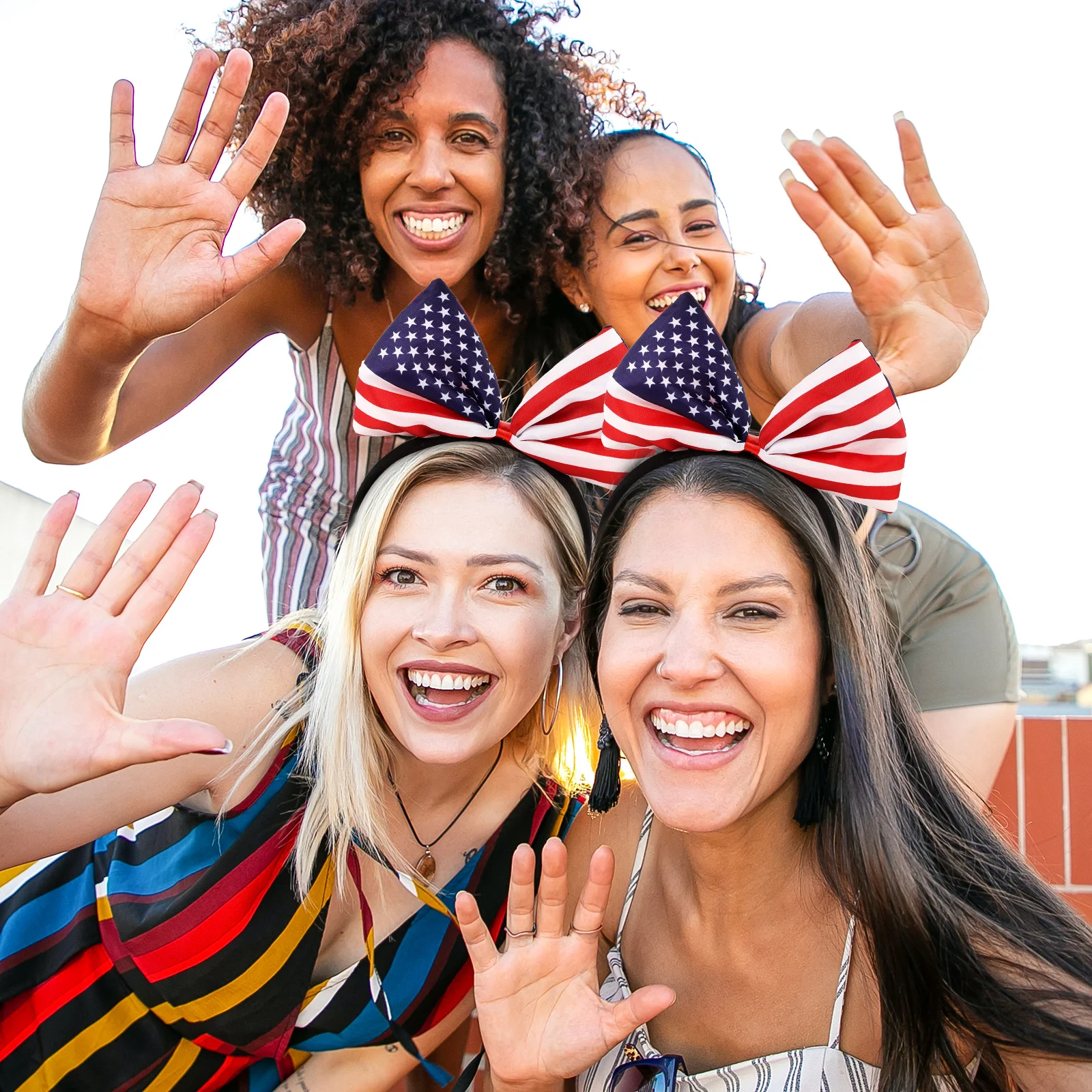 2pcs American Flag Bow Headband 4Th Of July Patriotic Hair Accessory For Independence Day Party Festival Cosplay Hair Hoops