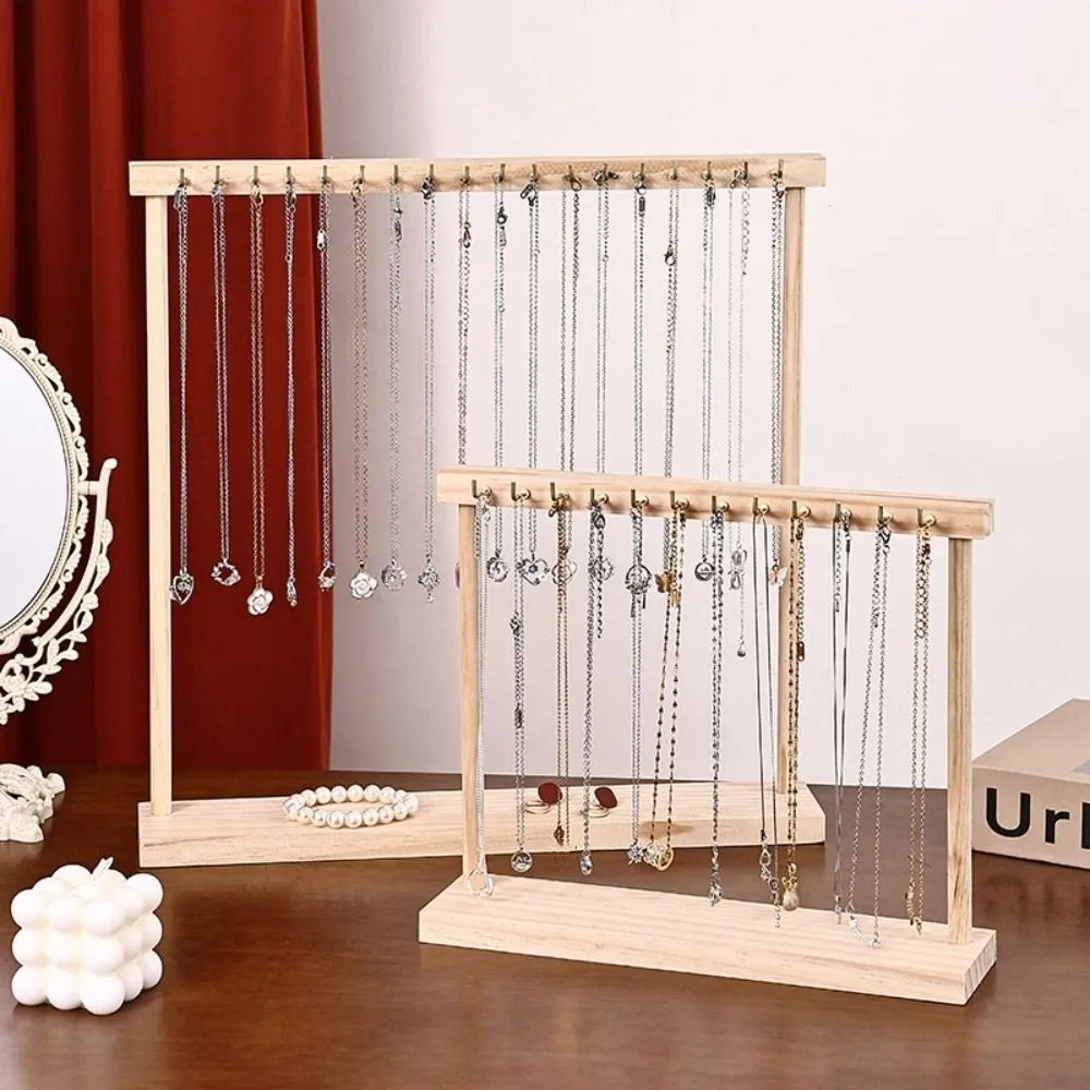 

Simple Portable Wood Necklace Stand 12 /18 Hook Bracelets Display Necklace Hanging Rack Exquisite Jewelry Jewelry Holder Home