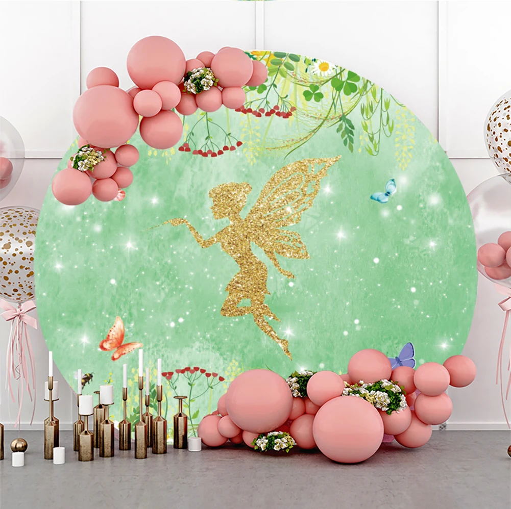 Laeacco Fairy Princess Birthday Backdrop Forest Flower Elf Butterfly Star Baby Shower Portrait Customized Photography Background