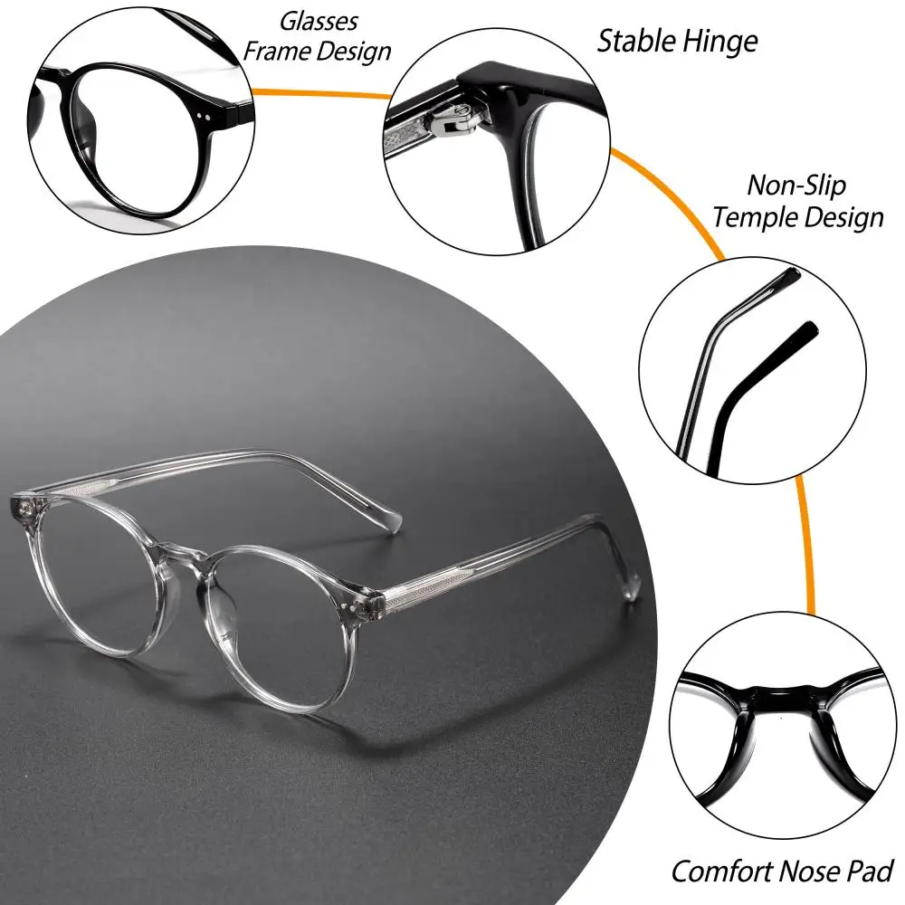CATERSIDE Herren-Korrektionsbrille, Brechungsindex 1,56, Anti-Blaulicht-Rundgläser, Damen-Lesebrille für Kurzsichtigkeit und Weitsichtigkeit – Detail 5