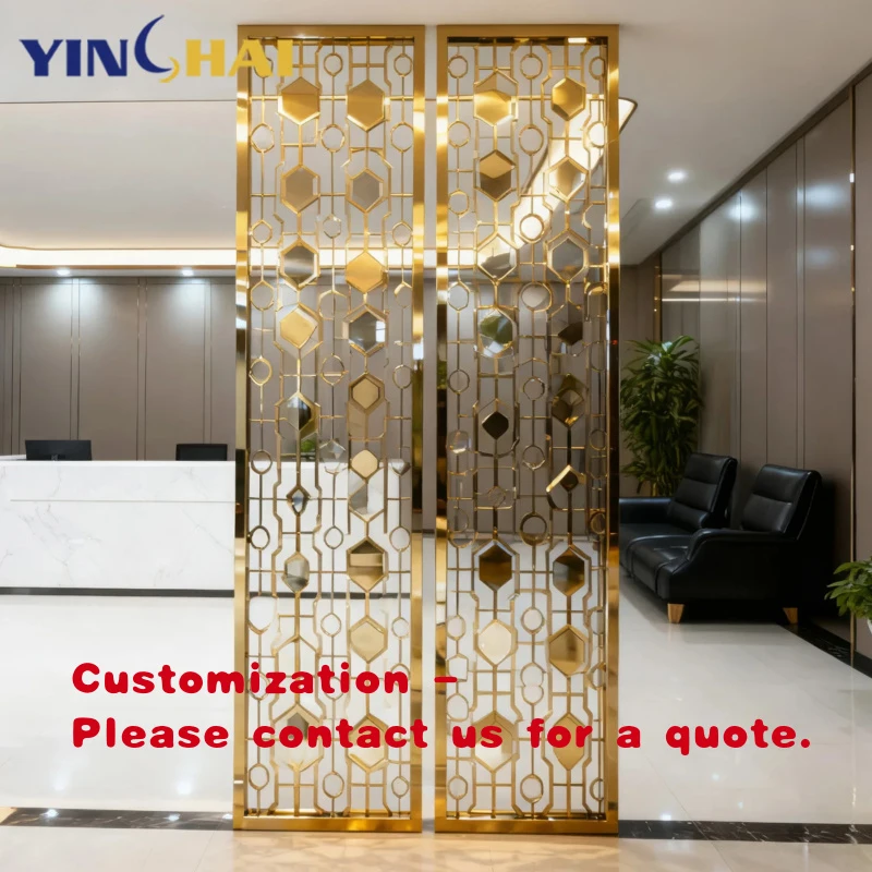 custom.Luxury Gold Metal Room Divider Living Room Hotel Restaurant Corridor 304 Stainless Steel Metal Partition Screen Panel