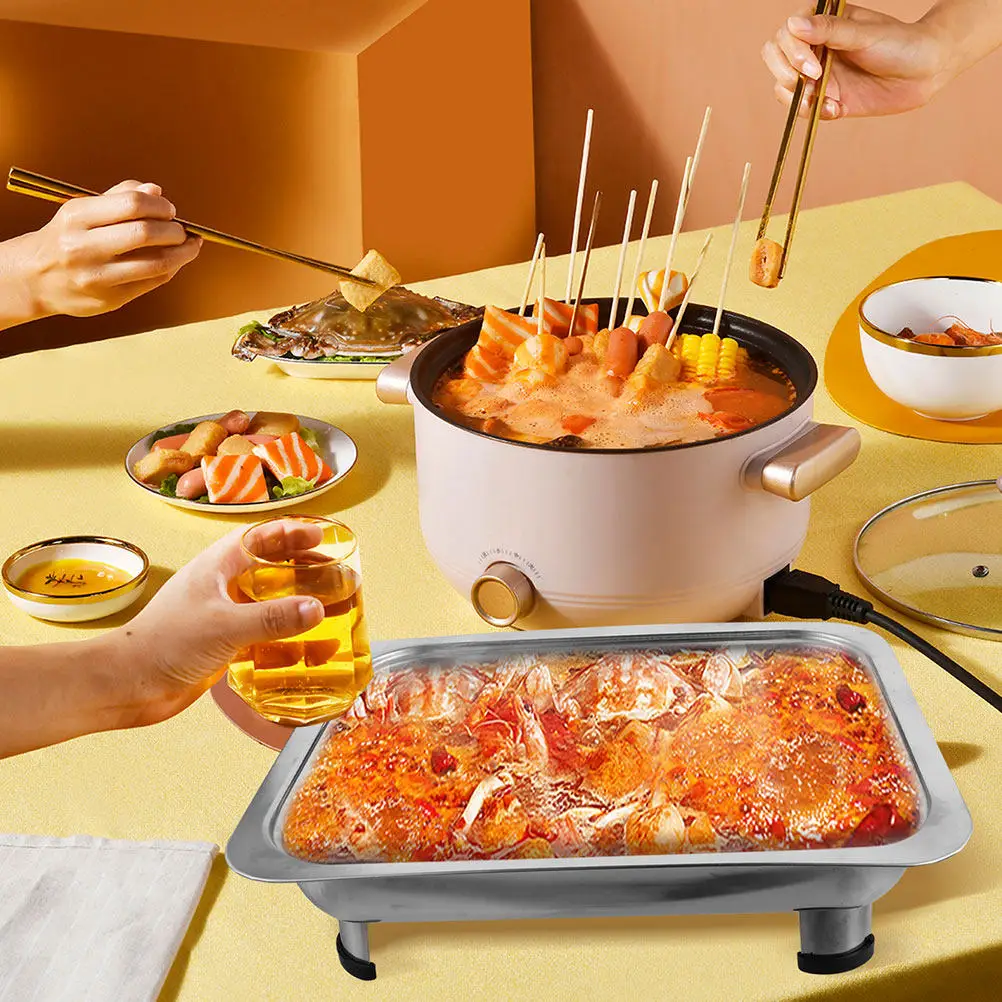Stainless Steel Buffet Server Tray Large Size Removable Legs Food Tray Lid Party Serving Dish Chafing Dish Buffet Platter