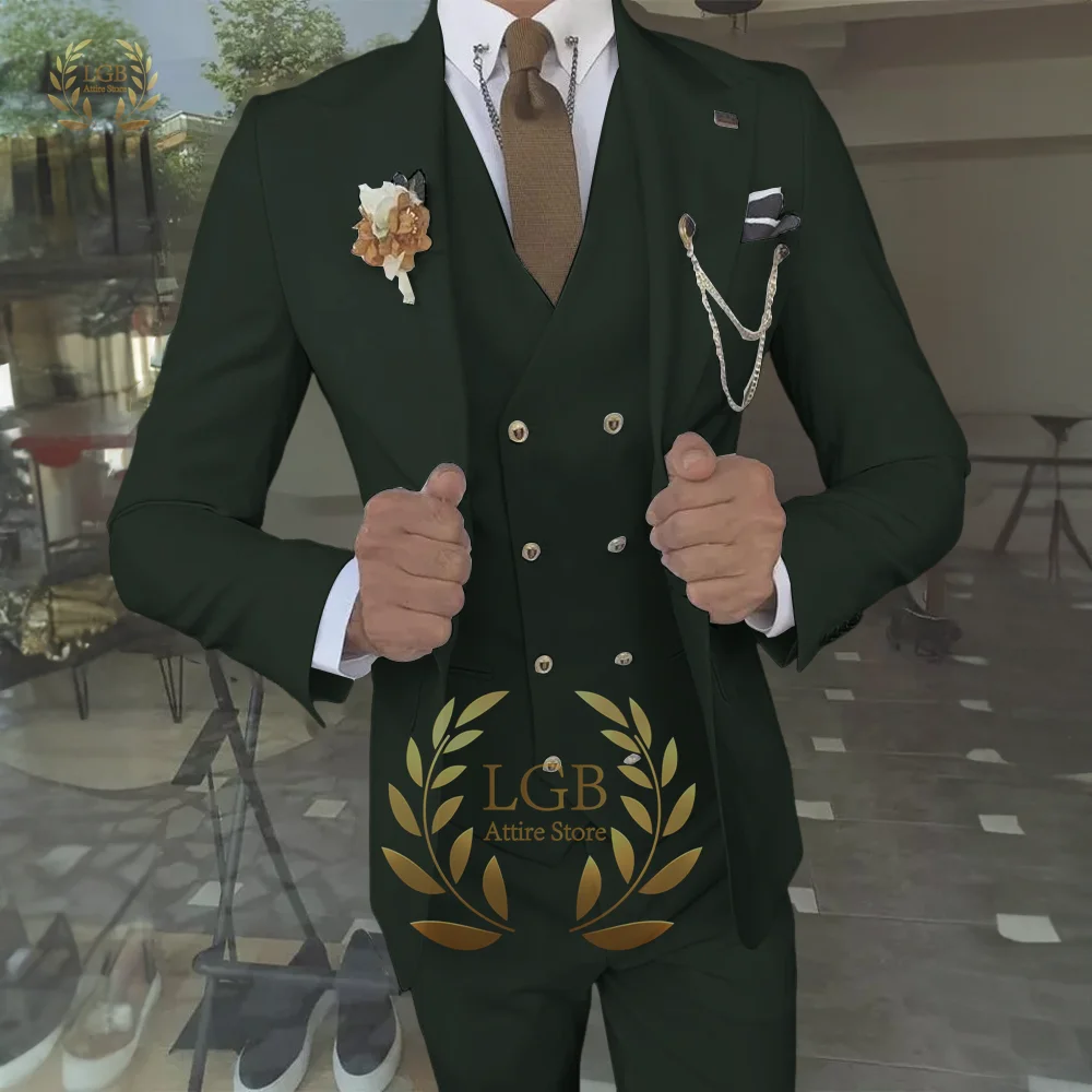 Men's suit 3 piece set (jacket + vest + pants) custom party wedding groom dress stylish elegant men's suit