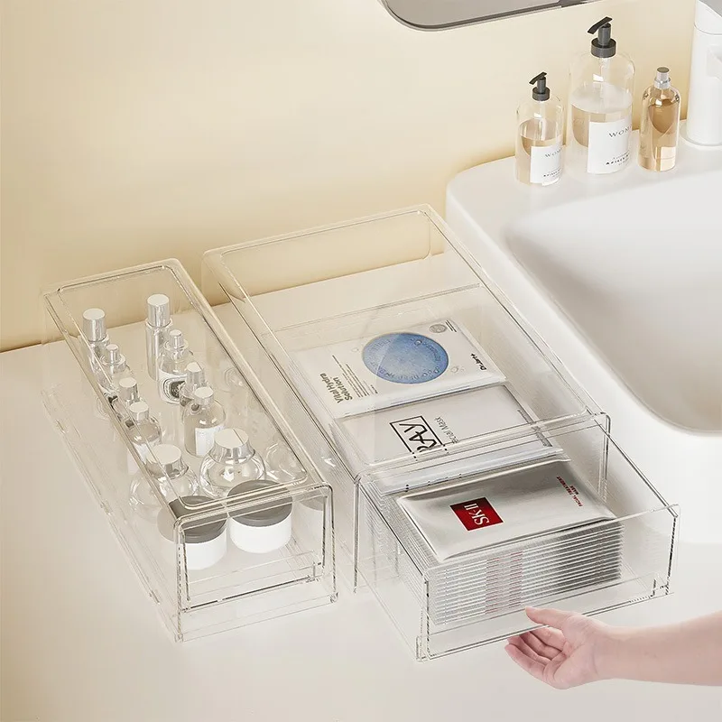 

Transparent Cosmetics Storage Boxes Desktop Makeup Drawer Organization Bins Home Lipstick Jewelry Makeup Brush Storage Cases