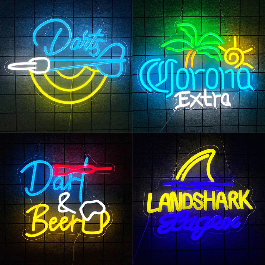 Dart Beer Led Neon Wall Decor, Usb Powered, Bedroom Man Cave Bar Club Party Art Wall Lamp, Beer Darts Game Lovers' Gift.
