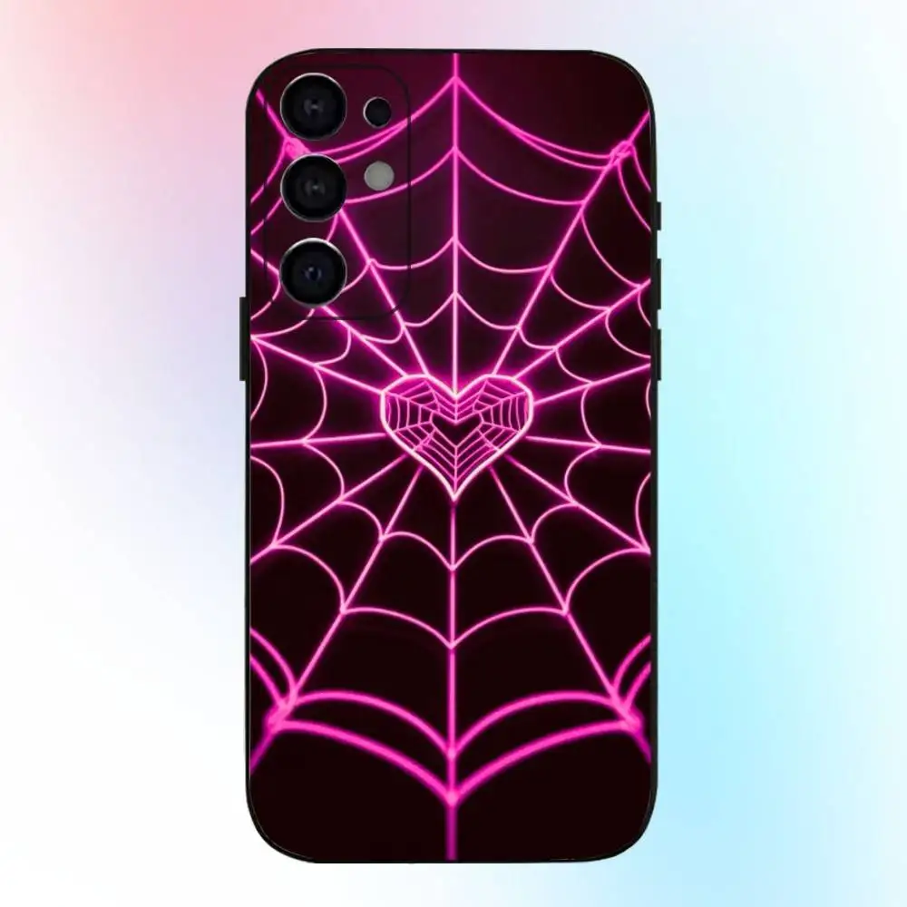 حافظة هاتف بنمط شبكة العنكبوت لهاتف سامسونج S25، S24، S21، S22، S23، S30، Ultra، S20، Plus، Fe، Lite، Note، 10,9,5G غطاء أسود