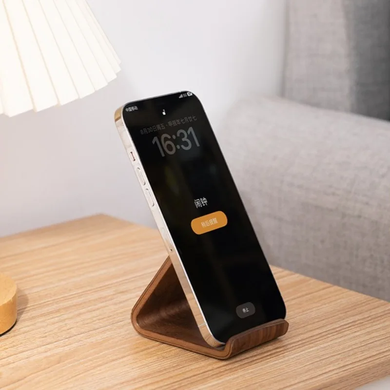 Simple Creative Solid Wood Phone Holder Black Walnut Phone Stand Business Card Display Rack Home Office Desktop Decoration - náhled 3