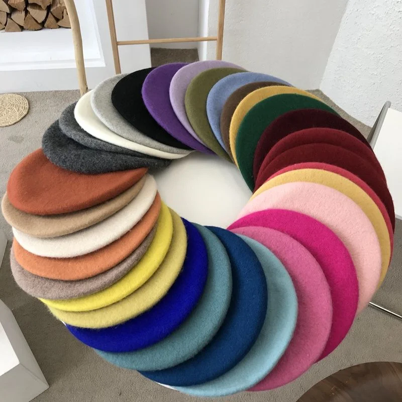 2022 Fashion Women Wool Berets Winter Hats Solid Color Beret Female Bonnet Caps Winter All Matched French Warm Walking Caps