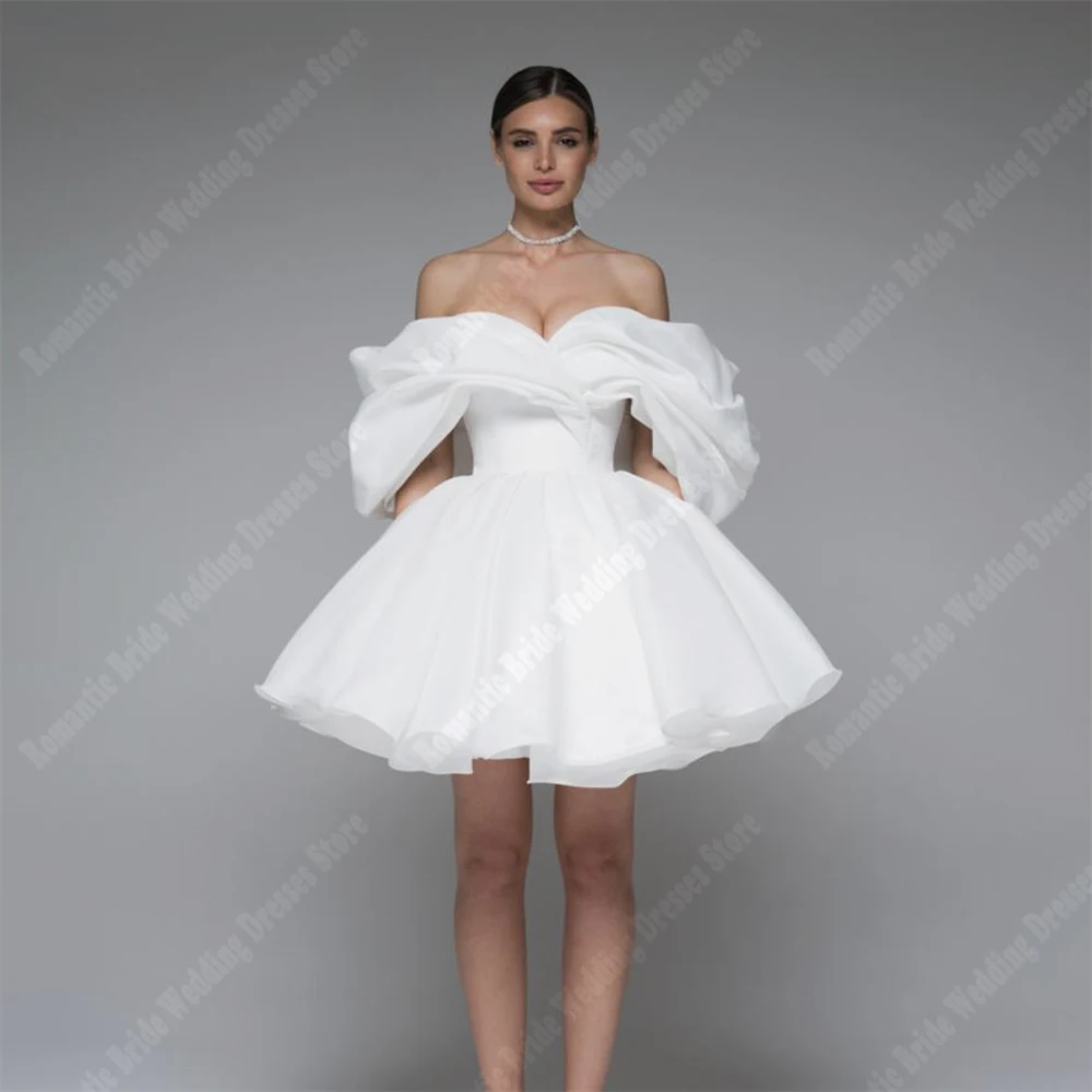 

Beautiful Generous Short Wedding Dresses Sexy Off The Shoulder Sleeveless Bride Gowns Engagement Banquet Vestidos De Novias 2024