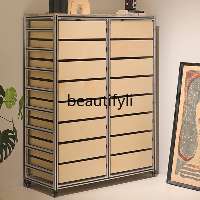 

Nordic Italian minimalist marine board dining side storage drawer cabinet entrance removable cabinet