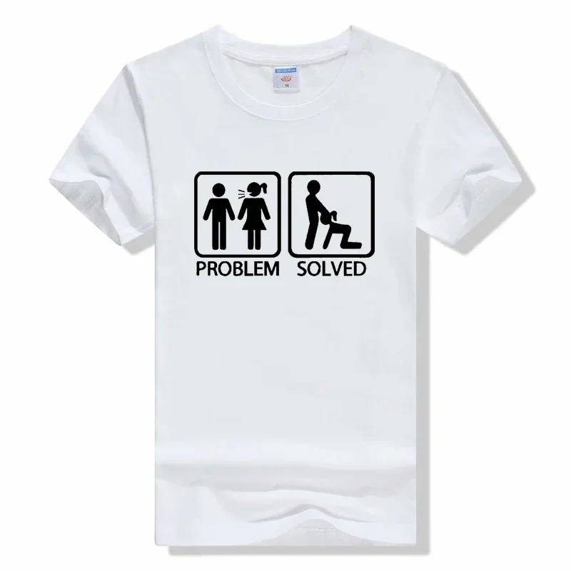 Funny Problem Solved T-shirt For Men Fishinger Fisherman Comedy Father Dad Cotton T Shirt Summer Short Sleeve Tops Tee