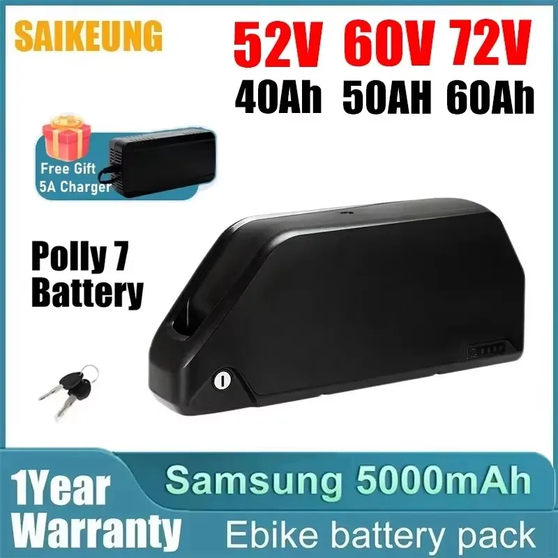 Hailong Polly 36 52v 60v 72v Ebike Battery 48v 40Ah 25 30 35Ah 50 60Ah 21700 Electric Bike Batteria for Bafang 350W -3000W Motor