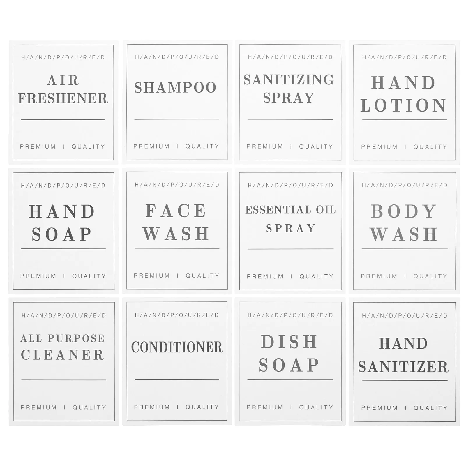 

12Pcs Waterproof Label Stickers Shampoo Bottle Sub-Bottle Stickers Bathroom Organizer Travel Bottles Classification Labels