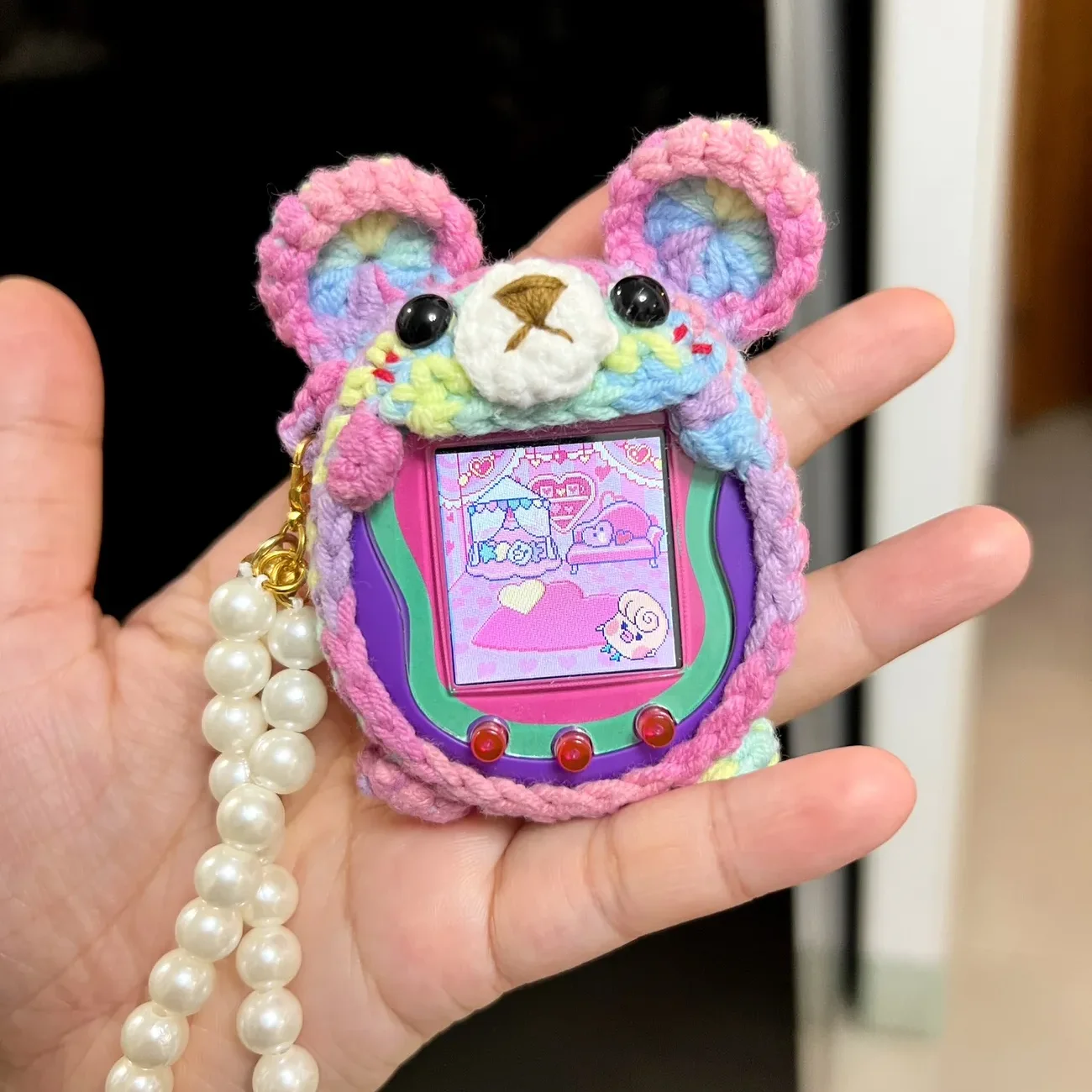 

Kawaii Tamagotchi Protective Cover Handmade Colorful Bear Tamagotchi Yarn Protective Shell Uni Meets Pix 4u Smart
