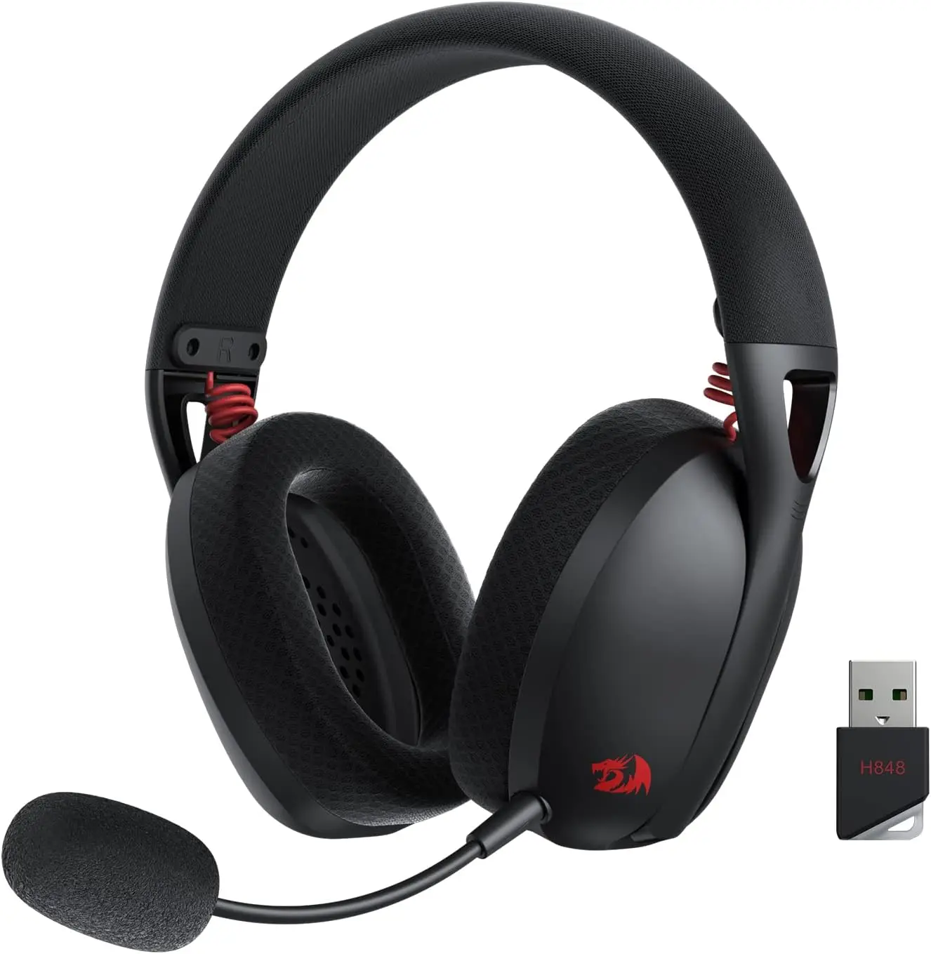 Redragon-auriculares inalámbricos H848 para videojuegos, cascos ligeros con Bluetooth, sonido envolvente 7,1, controladores de 40MM, micrófono desmontable, multiplataforma