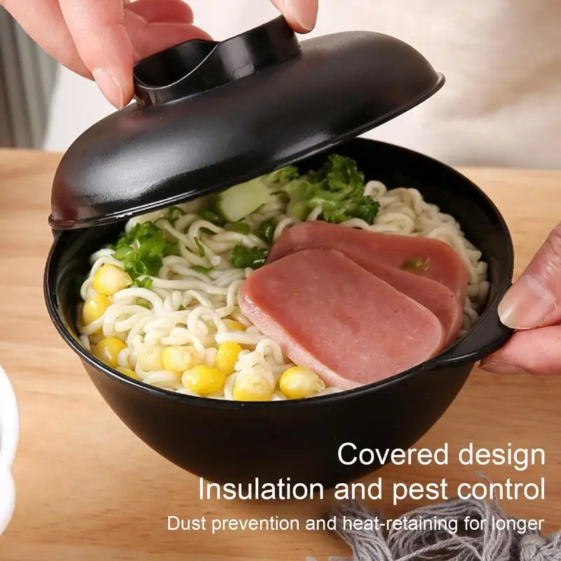 Microwave Ramen Bowl With Lid Large Capacity Heating Soup Bowls Convenience Food Mixing Bowls Easy To Boiling Noodle Porridge