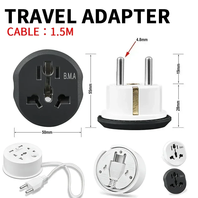 

T&I Universal Plug Converter FR AU US UK To EU Travel Adapter High Quality Home Plug Adapter 16A 250V Wall Electric Socket