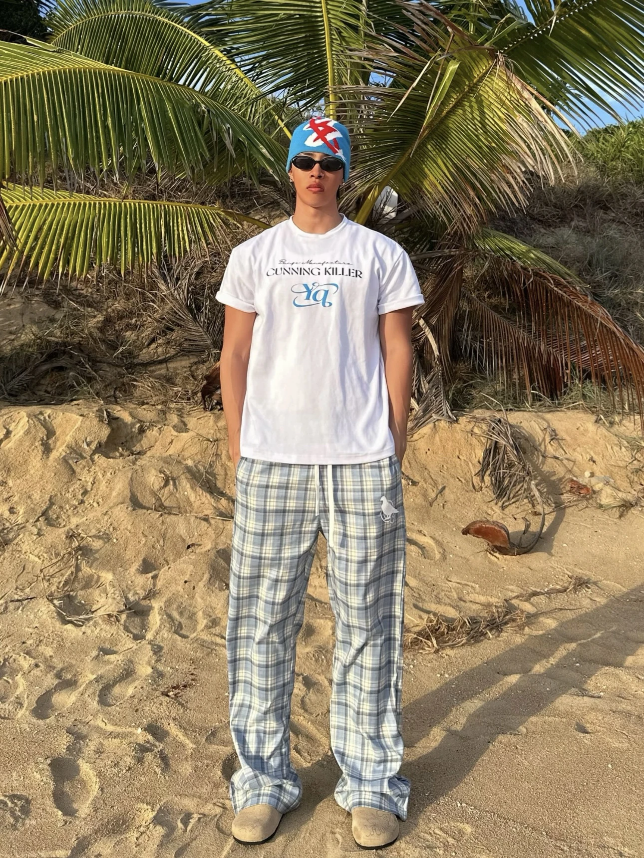 American Sle North Carolina Blue Plaid Men's Casual Loose Straight Leg Pants Youthful Vitali Sle Daily Wear Versatile