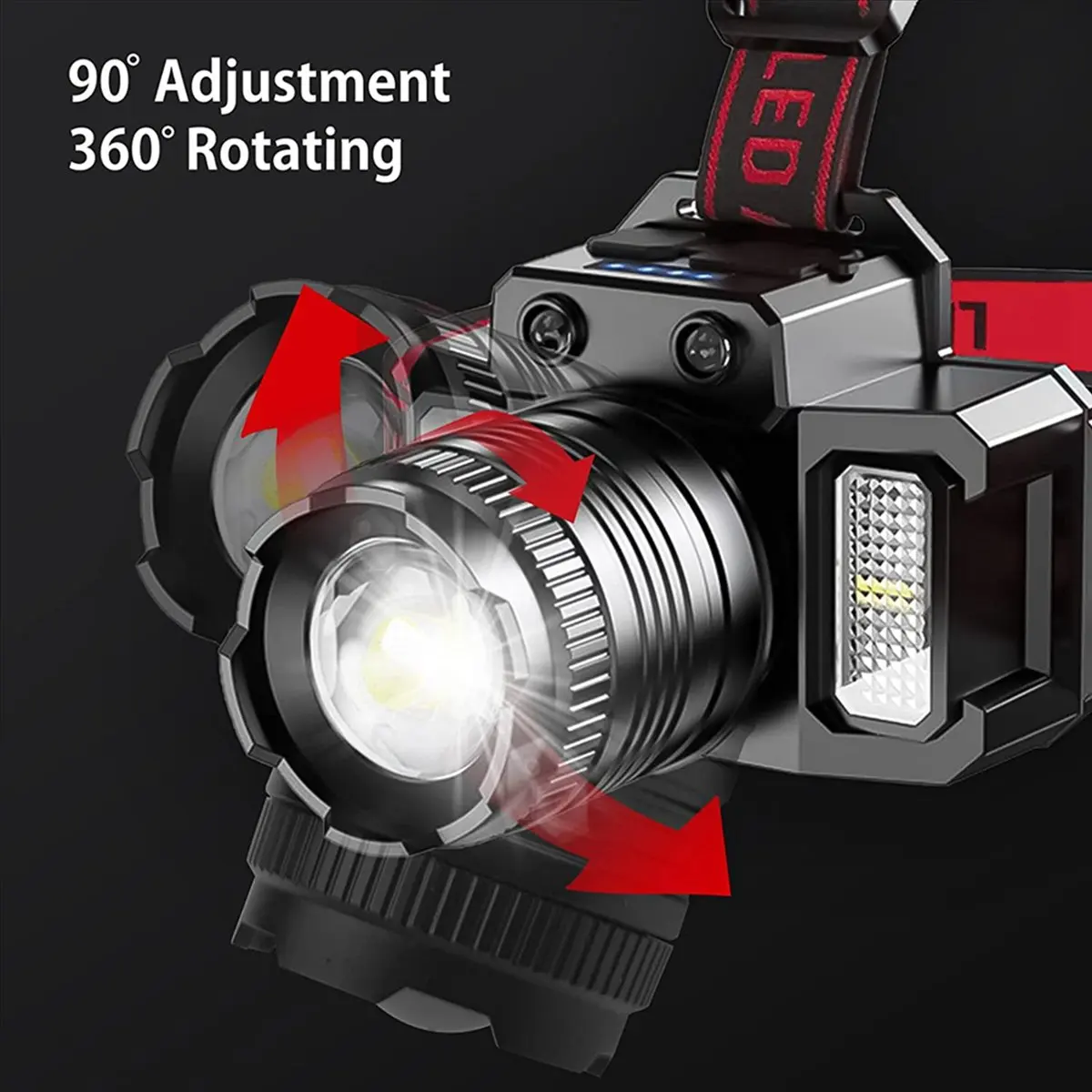 L62A 2X LED Head Light Rechargeable Head Light for Adults,360°Adjustable Angle Headlight Flashlight Motion Sensor for Fishing