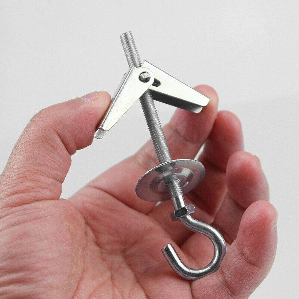 2Pcs Ceiling Rotary Hook Reusable Metal Spring Toggle Wing Bolt Hook For Hanging Lamps Bedspreads Party