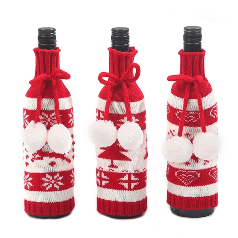 Christmas Wine Bottle Cover Merry Christmas Decorations for Home 2022 Xmas Ornament Candy Gift Bag New Year Gifts Dining Table