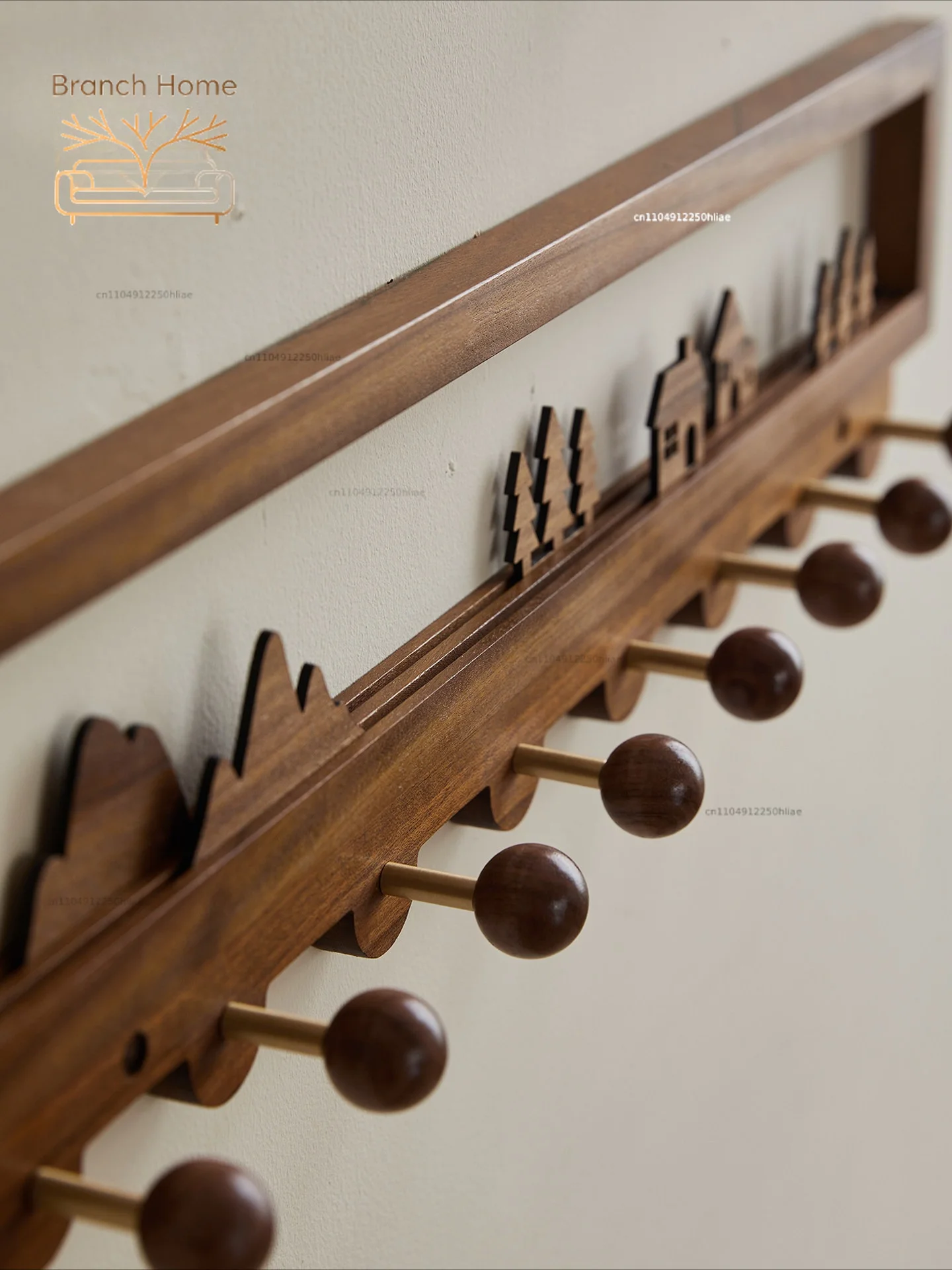 Solid wood clothes hook, wall hanging rack, entrance wardrobe, no punching, bedroom does not take up space, coat rack
