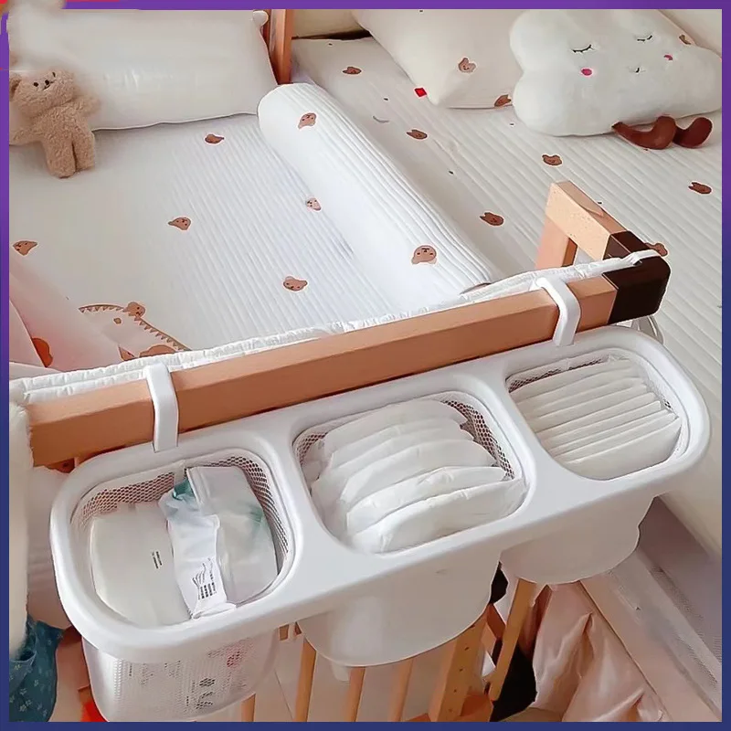 Children's Crib Fence Storage Box Baby Crib Diaper Storage Bag Bedside Storage Shelf