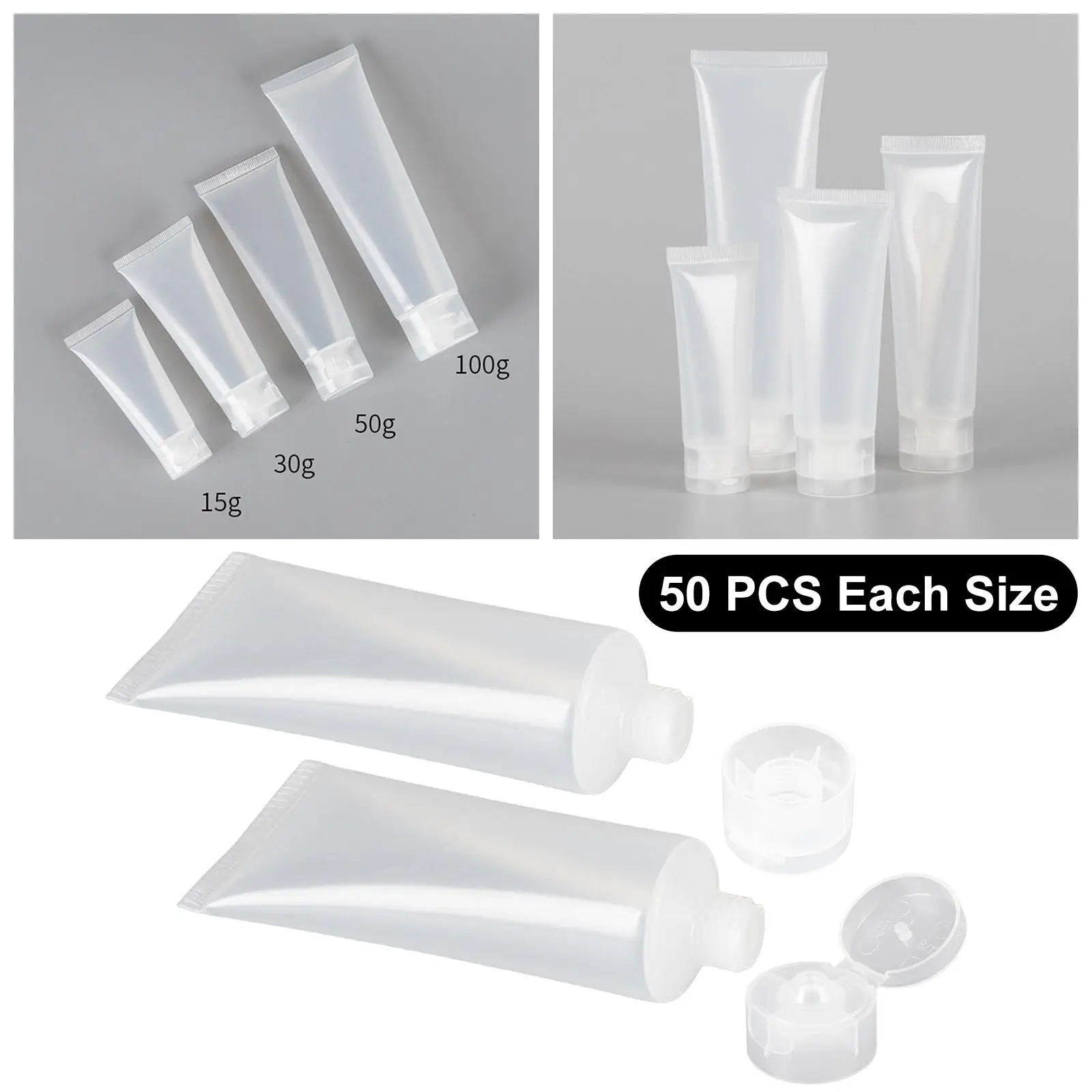 50 Pieces Empty Cosmetic Lotion Tube Balm Gloss Plastic Mini Squeeze Tube