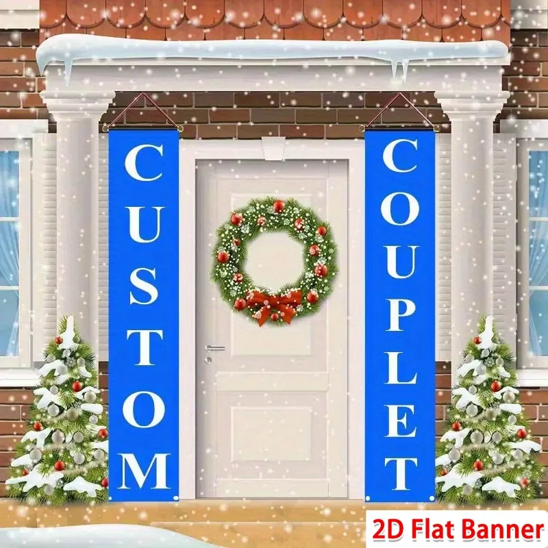 2pcs Custom 2D Flat Couplet Banner, Customized Couplets Flags, Personalized Entrance Decor, for Weddings, Outdoor Home Decor