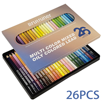 26pcs multicolor mixed oily Pencils, 3in1 multicolour Pencils, Pre-sharpened, Break-resistant Wooden Pencils For Adults painting