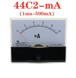 44C2-mA 1mA 2mA 3mA 5mA 10mA 15mA 20mA 30mA 50mA 100mA Class 1.5 Accuracy DC 0-5A Analog Panel Meter Ammeter Amperemeter