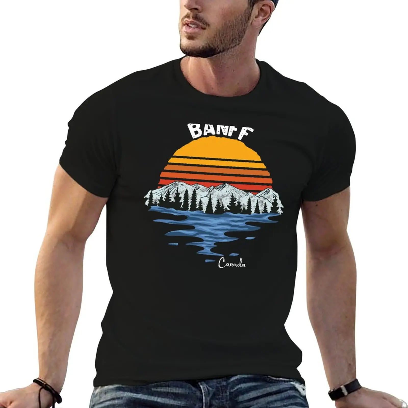 Banff Alberta Canada National Park T-Shirt Work Outdoor Short Sleeve Tee