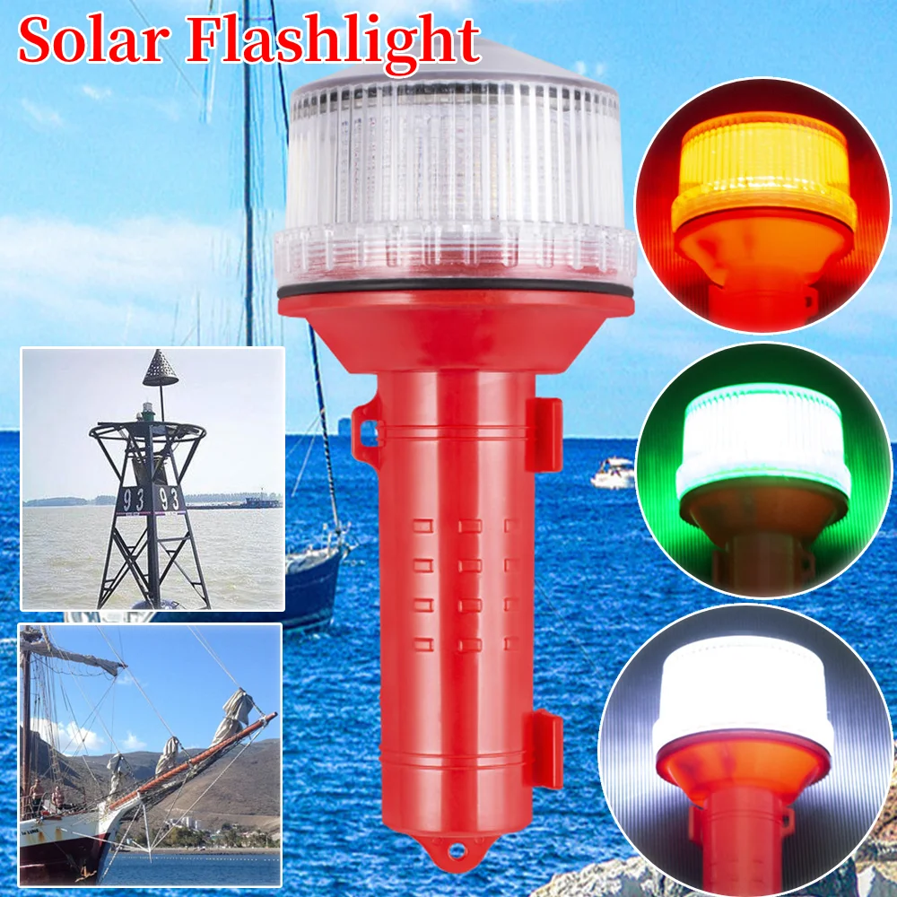 شحن الطاقة الشمسية LED Longshot تحذير ضوء 3 ألوان قارب الملاحة ضوء 65 درجة مكافحة الضباب ضوء الإبحار الآمن للقوارب المراسي