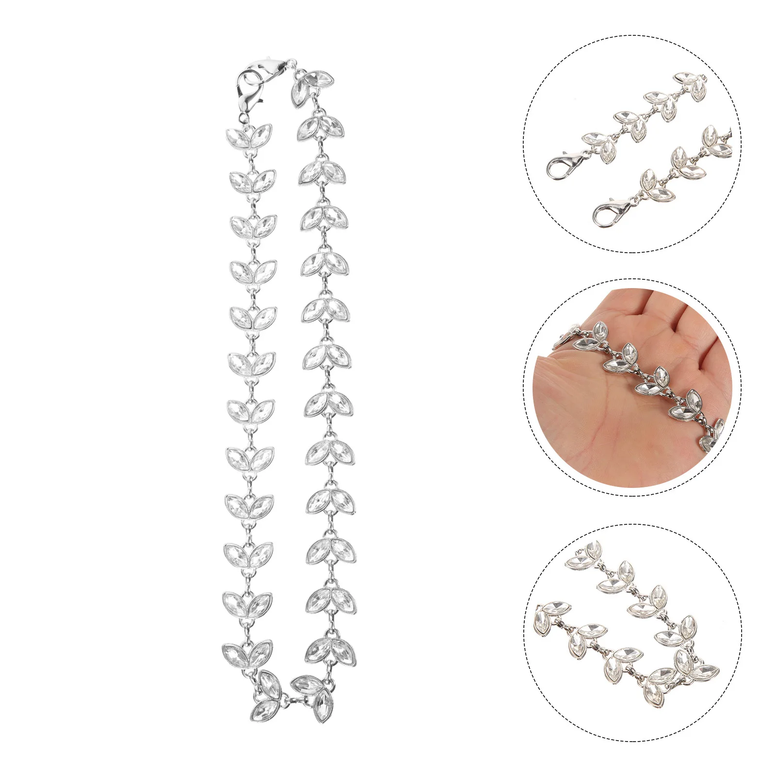 

2Pcs Pearl Rhinestone Chain Decoration Handbag Replacement Purse Strap Lightweight Durable Bag Chains for DIY Accessories