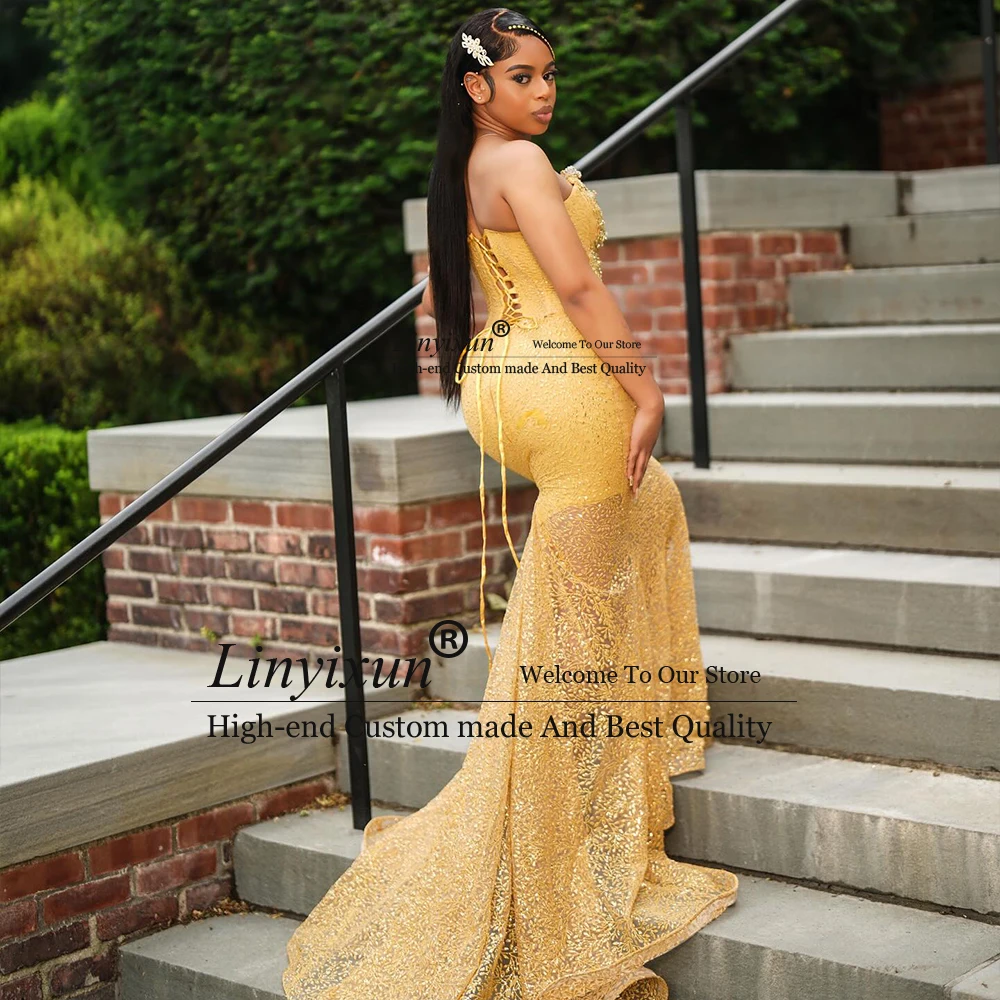 فساتين حفلة موسيقية رائعة بالترتر اللامع للفتيات كريستال بريق حورية البحر رداء حفلات الزفاف مخصص فيستدوس لارغوس فييستا