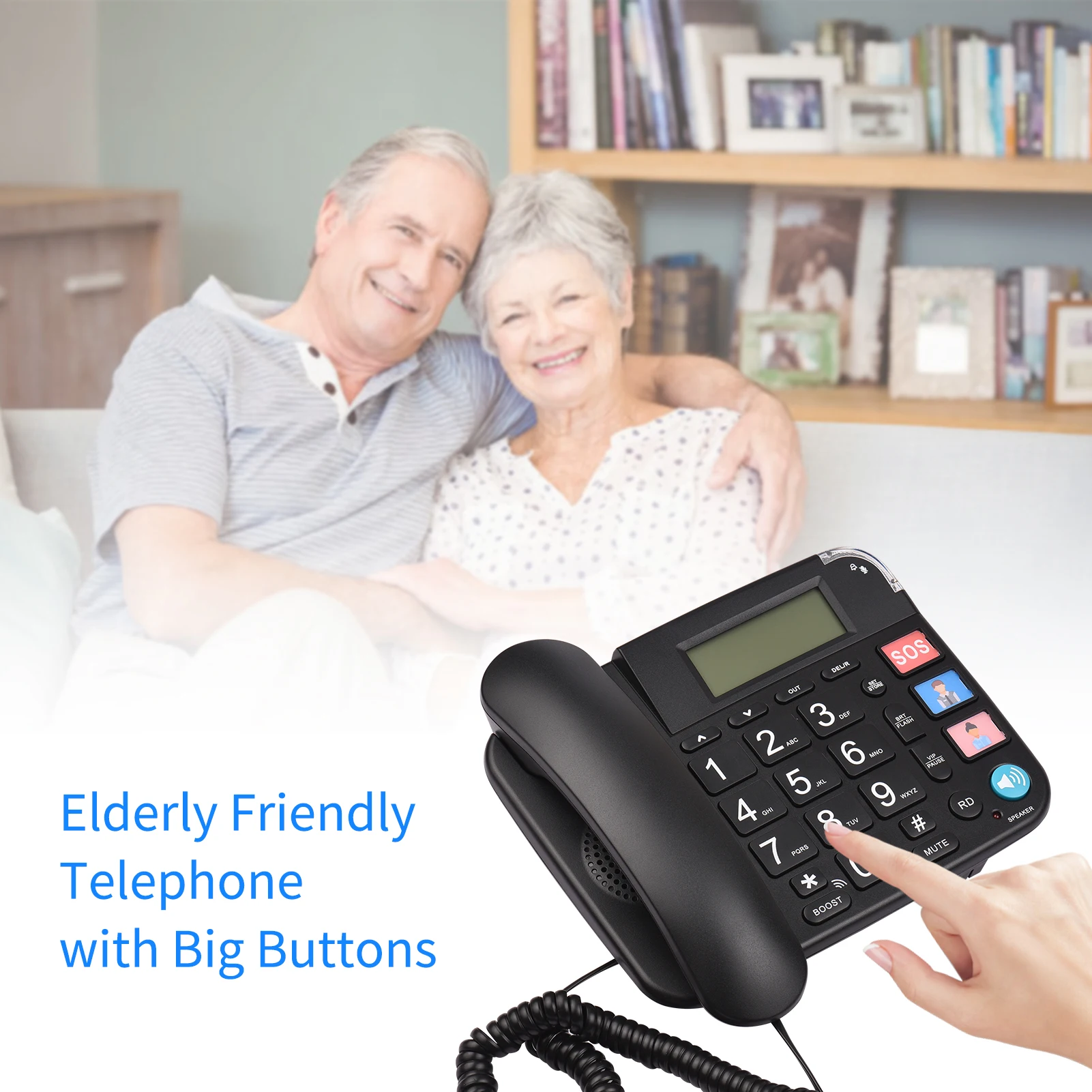 【New】Corded Phone with Big Button Desk Landline Phone Telephone Support Hands-Free/Redial/Flash/Speed Dial/Ring Volume Control