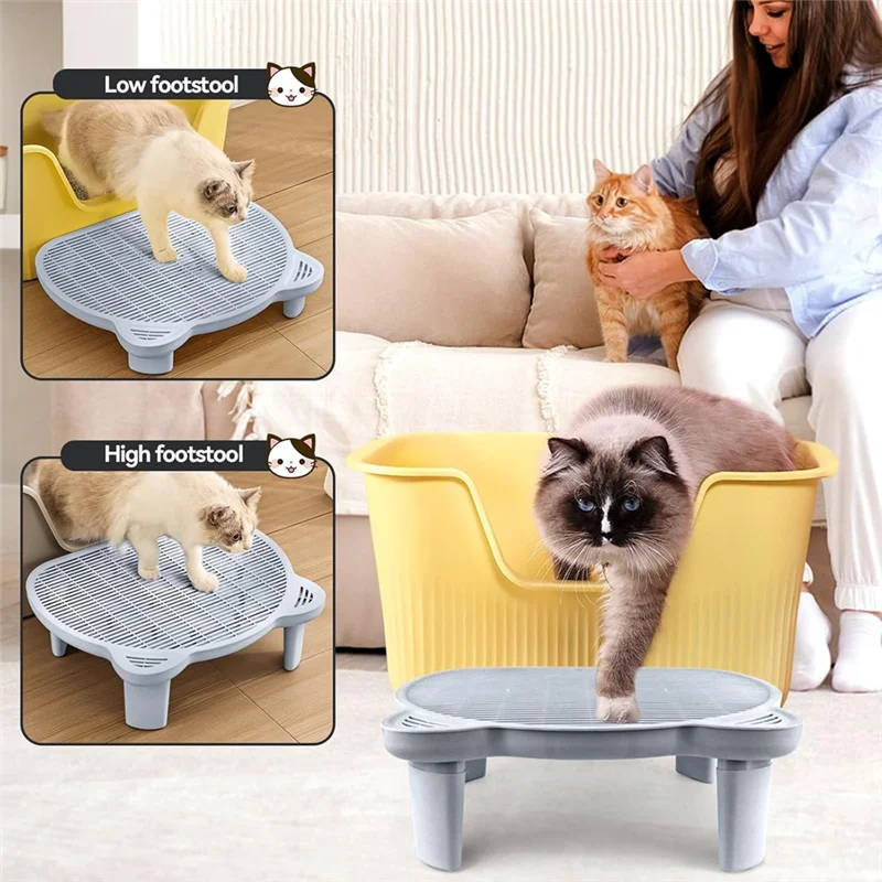 

【Home-Accessories】Easy To Clean Cat Ramp Litter Box Step, Adjustable Double-Layer Design With Filter Function For Senior Cats