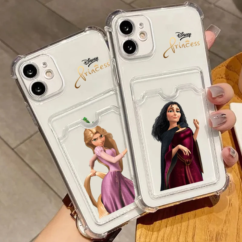 Disney Rapunzel Tangled For iPhone 15 14 13 12 11 XS XR X 8 7 Pro Max Plus Mini Photo Card Bag Transparent Funda Phone Case