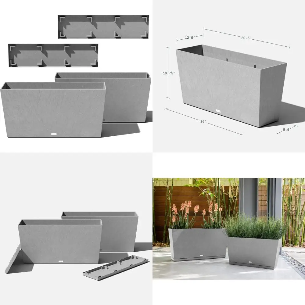 

Длинный желоб, светло-серый, 39-дюймовый набор из 2 лотков для блюдца для декора сада на открытом воздухе