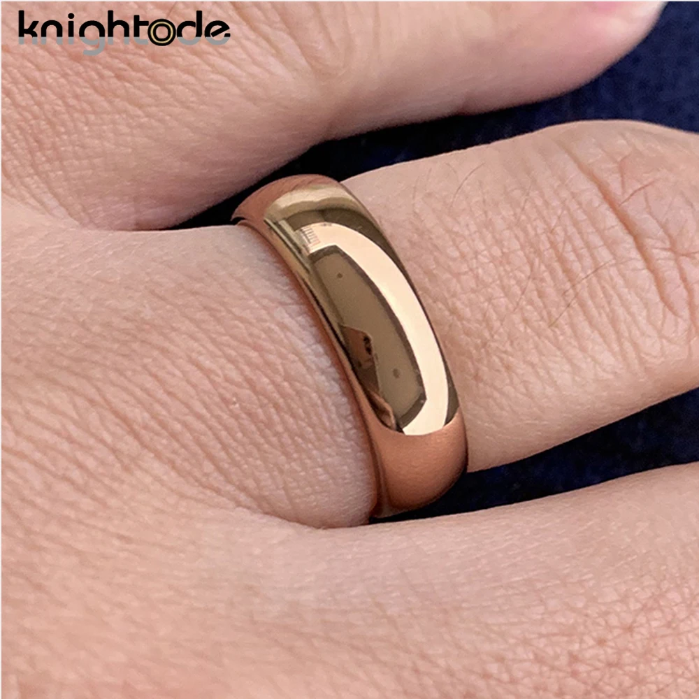 Classic Rose Gold Color Tungsten Wedding Ring For Women Men Carbide Engagement Band Dome Polished Finish Width 8mm 6mm