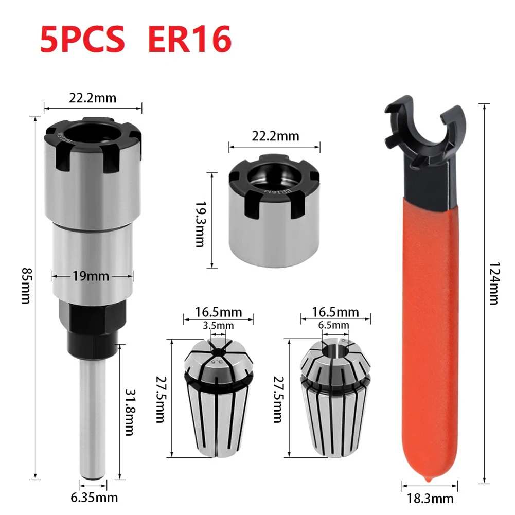 

ER16 ER20 Router Collet Extension Rod Chucks Holder Adapter With Spring Collet Set Engraving Machine Extension Milling Cutter