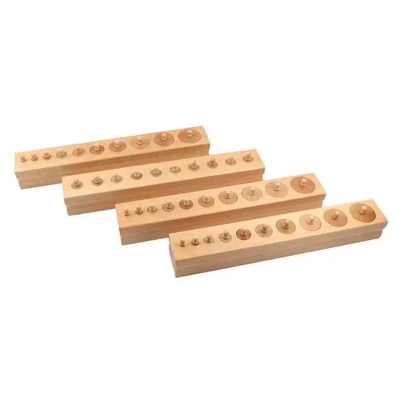 

Wood Cylinders Sockets Set Montessori Sensory Materials Educational Game for Children Early Learning Tools Sensorial Activities